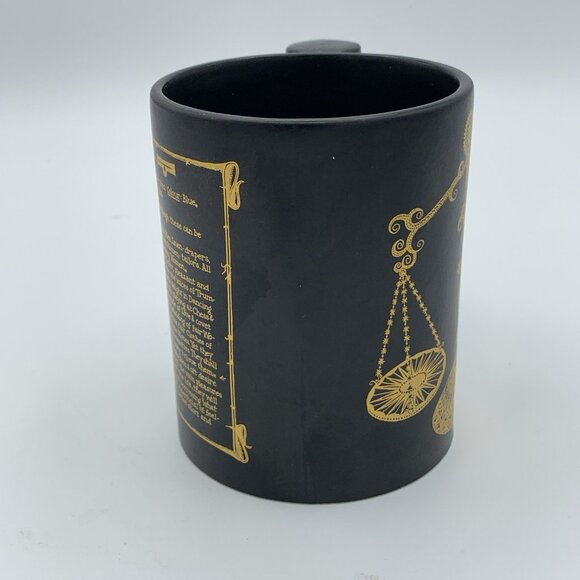 Libra Zodiac Mug by John Cuffley – Portmeirion Pottery England – Black & Gold - Picture 2 of 6